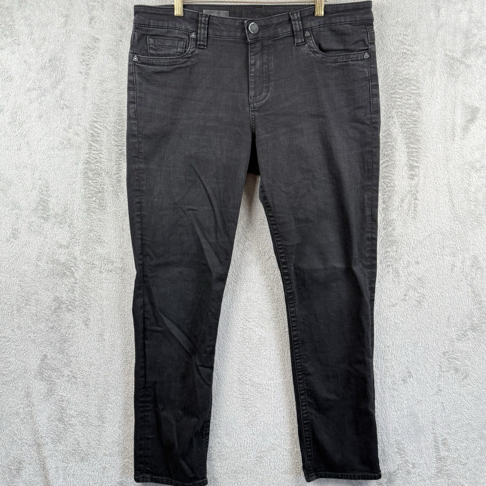 Kut From The Kloth Jeans Womens 14 Black Straight Leg Stretch Cotton Blend